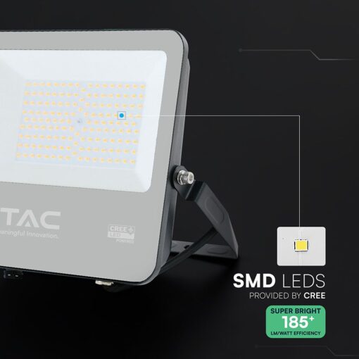 Προβολέας LED 100W Cree Chip 18500lm IP65 Μαύρος 4000K 6yrs Wty V-TAC 9894-6