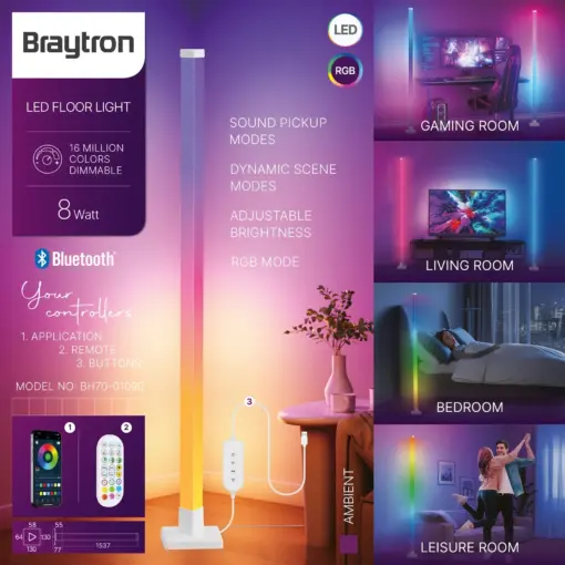 Δαπέδου RGBW “Ambient” με control + App Braytron BH70-01090BR