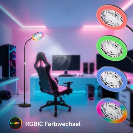Briloner-Brilo 1663015BR Φωτιστικό Δαπέδου LED 13.8W + Ανεμιστήρας 4W RGBIC 3CCT Dimmable Μαύρο