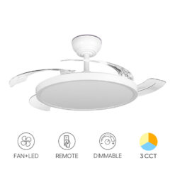 Braytron BH85‑00300 Ανεμιστήρας Οροφής 32W + 30W LED 3CCT 2600lm Ø1060mm Λευκός με Τηλεχειριστήριο