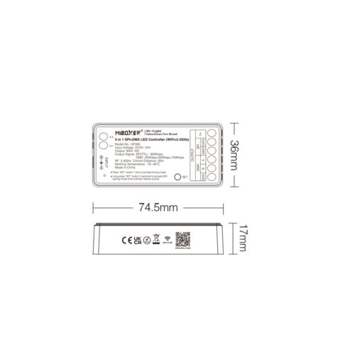 ΕΛΕΓΚΤΗΣ LED 5 ΣΕ 1 SPI DMX WIFI 2.4G ACA A-SPIW5 IP20 ACA A-SPIW5