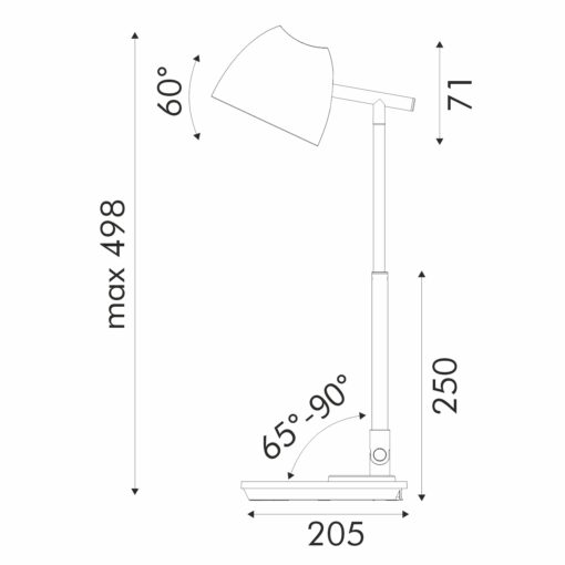 ΦΩΤΙΣΤΙΚΟ ΓΡΑΦΕΙΟΥ LED ACA BL1528BK ΜΑΥΡΟ 8W CCT 3000K/4100K/6300K 580LM ACA BL1528BK