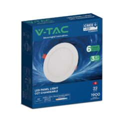 Χωνευτό Στρογγυλό Πάνελ LED V-TAC 22W CREE Chip 3IN1 CCT 2164236