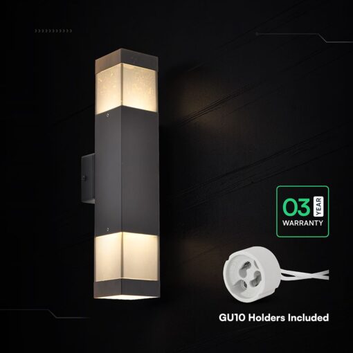 Διπλό Φωτιστικό Τοίχου LED 2xGU10 Μαύρο IP44 V-TAC 24315