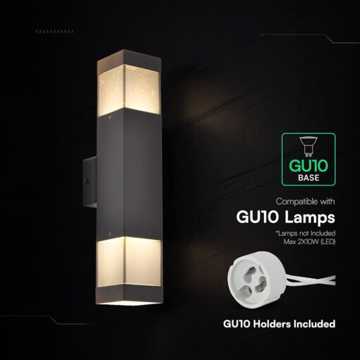Διπλό Φωτιστικό Τοίχου LED 2xGU10 Μαύρο IP44 V-TAC 24315