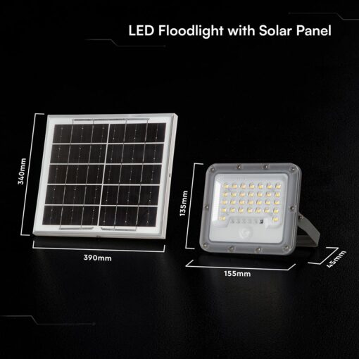 Ηλιακός Προβολέας LED V-TAC 10W 1500lm 6000K Ανιχνευτής Κίνησης IP65 24469