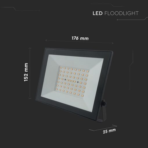 Προβολέας LED 50W 4500lm 3000K IP65 Μαύρος Αλουμινίου V-TAC 23995