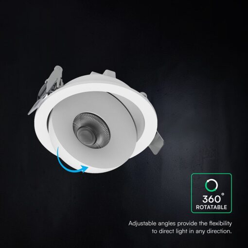 Χωνευτό Σποτ LED COB 12W 800lm 3IN1 CREE Chip IP44 Λευκό 6 Χρόνια Εγγύηση V-TAC 24478