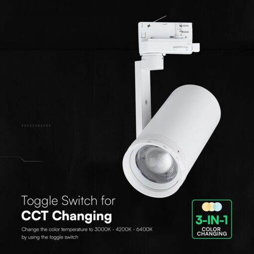 Σποτ Ράγας LED COB 30W Zoomable 20°-50° 3IN1 2480lm Λευκό V-TAC 24499