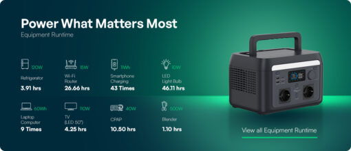 1000W Φορητός Power Station με Wi-Fi App 614.4Wh LiFeP04 Μπαταρία V-TAC 12706