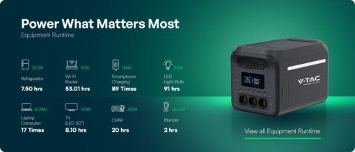 1800W Φορητός Power Station με Wi-Fi App 1229Wh LiFeP04 Μπαταρία V-TAC 12708